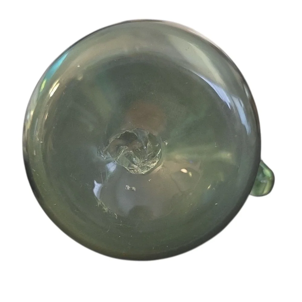 Hand Blown Green Glass‎ Pitcher Small Water Juice Vase Decor